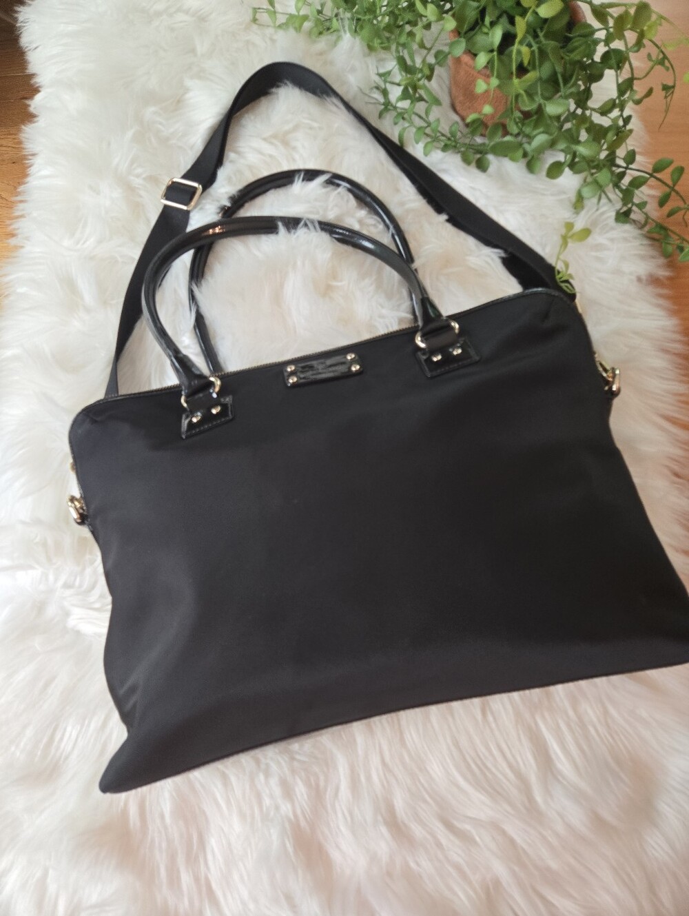 kate spade Black Laptop Bag with Gold Accents